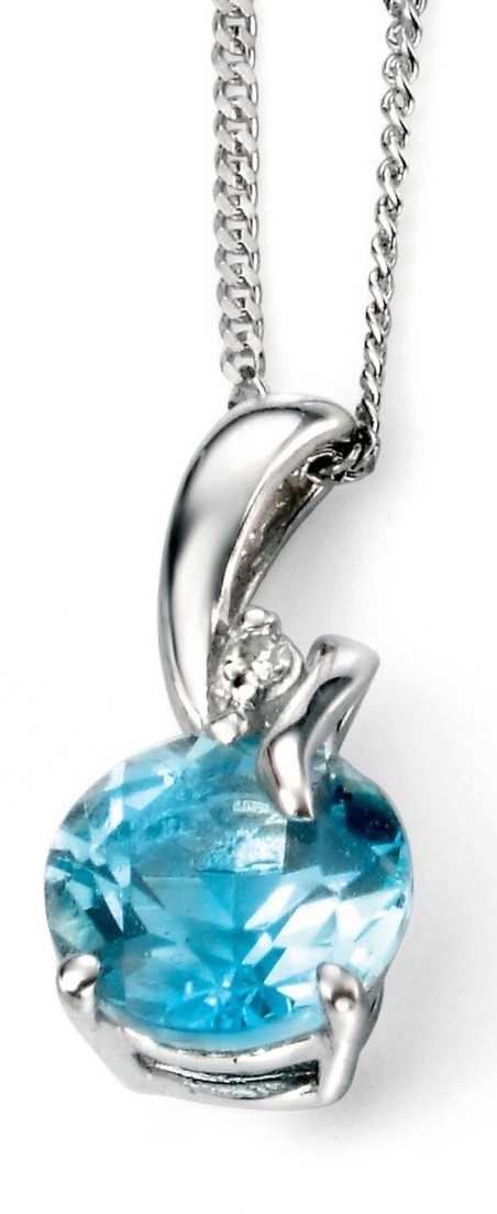 Mon-bijou - D964c - Collier topaze bleu et diamant en Or 375/1000