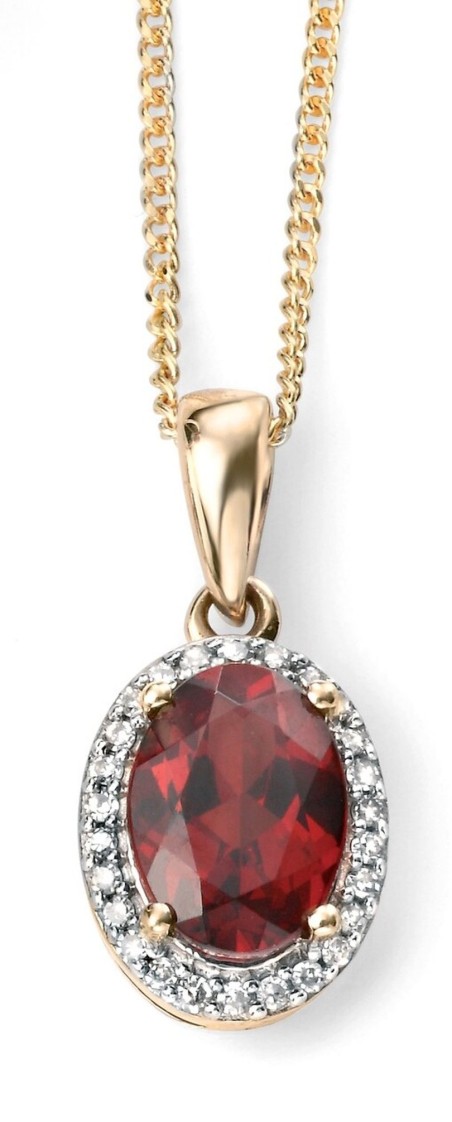 Mon-bijou - D970 - Superbe collier garnet et diamant en Or 375/1000