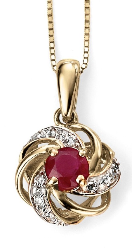 Mon-bijou - D977 - Jolie collier rubis et diamant en Or 375/1000