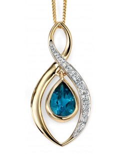 Mon-bijou - D991c - Jolie collier topaze bleu et diamant en Or 375/1000