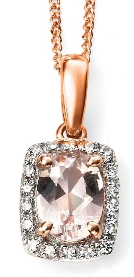 Mon-bijou - D997 - Collier morganite et diamant en Or rose 375/1000