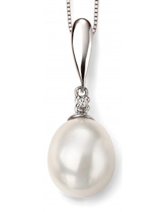 Mon-bijou - D2018 - Collier perle et diamant en Or blanc 375/1000