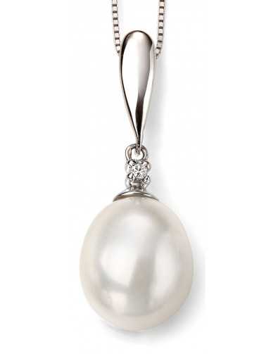 Collier perle et diamant en Or blanc 375