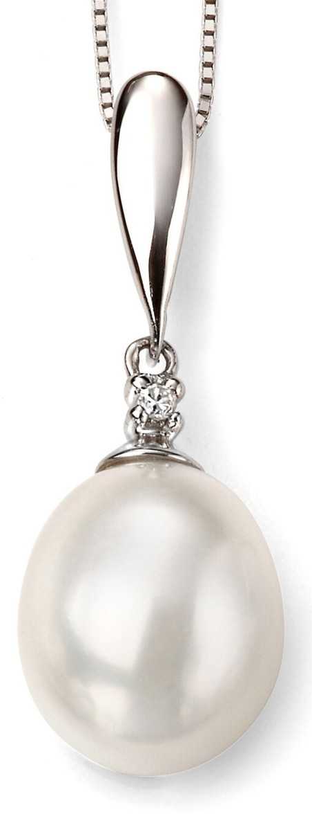 Mon-bijou - D2018 - Collier perle et diamant en Or blanc 375/1000