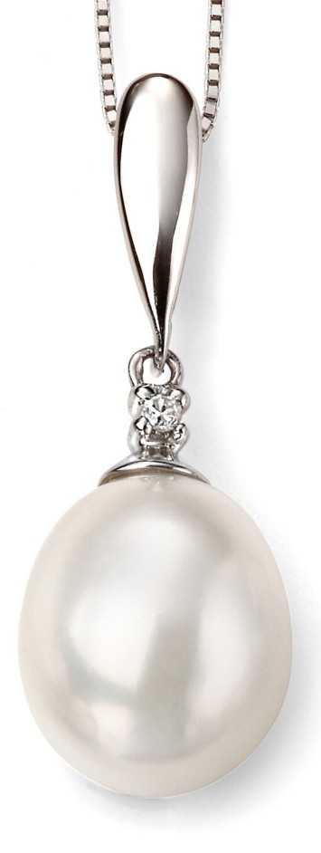 Collier perle et diamant en Or blanc 375