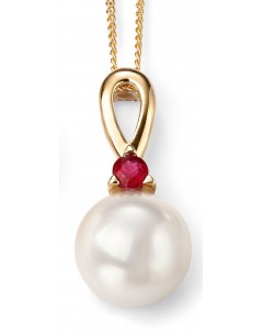 Mon-bijou - D2019 - Superbe collier perle et rubis en Or 375/1000