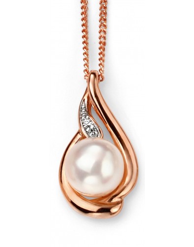 Mon-bijou - D2021 - Collier perle et diamant en Or rose 375/1000