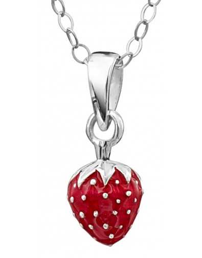 Superbe collier fraise pour petite fille en argent 925