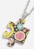 Collier chic forme puzzle en acier inoxydable