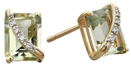 Mon-bijou - D2185 - Boucle d'oreille améthyste et diamant en Or 375/1000