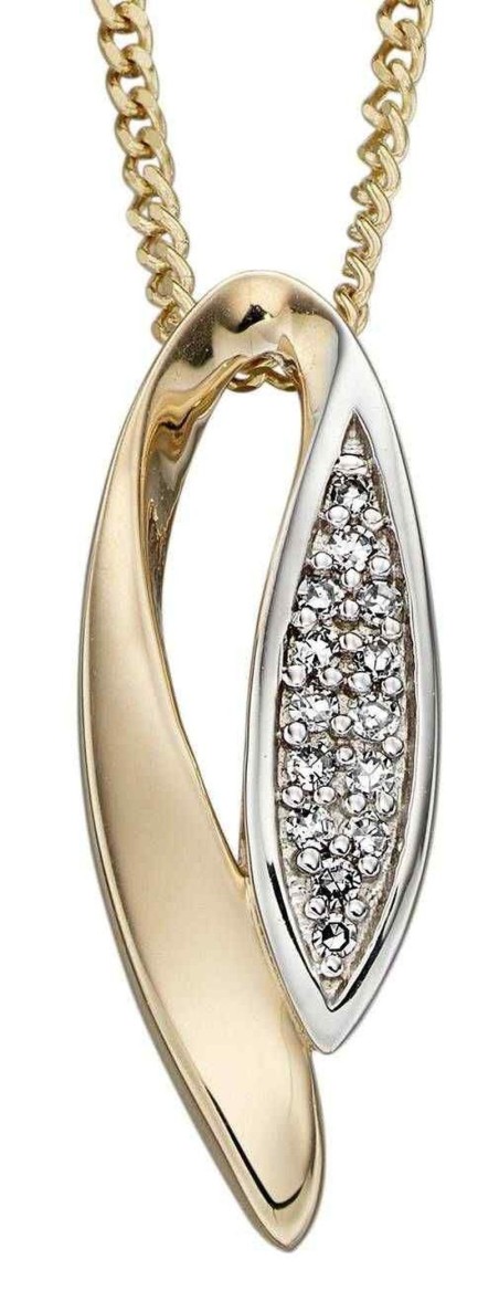 Mon-bijou - D2097 - Collier diamants en Or blanc et Or 375/1000