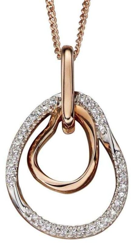 Mon-bijou - D2098 - Collier diamants en Or rose et Or blanc 375/1000