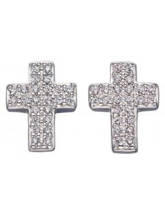 Mon-bijou - D5650 - Boucle d'oreille croix en argent 925/1000