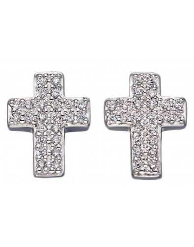 Boucle d'oreille croix en argent 925