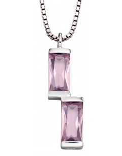 Mon-bijou - D4663 - Collier chic cristal rose en argent 925/1000