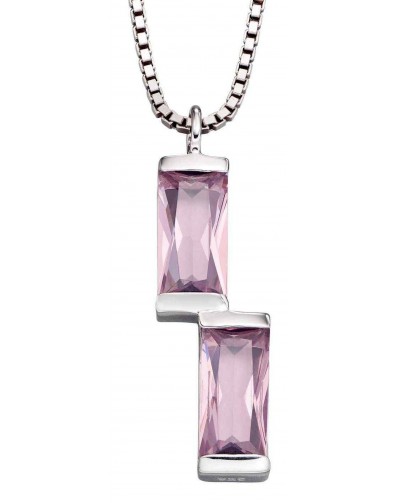 Mon-bijou - D4663 - Collier chic cristal rose en argent 925/1000