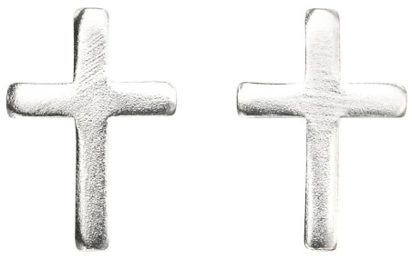 Mon-bijou - D991a - Boucle d'oreille croix en argent 925/1000