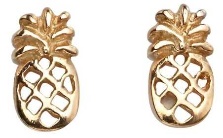 Boucle d'oreille ananas doré en argent 925