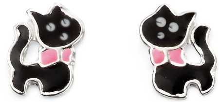 Mon-bijou - D2020c - Boucle d'oreille chat en argent 925/1000