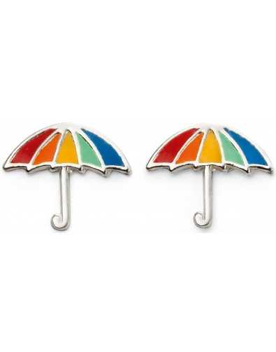 Boucle d'oreille parapluie arc en ciel en argent 925