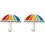 Boucle d'oreille parapluie arc en ciel en argent 925