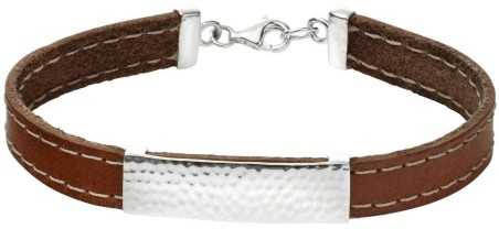 Mon-bijou - D4929 - Bracelet cuir en argent 925/1000