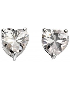 Mon-bijou - D5369 - Boucle d'oreille cristal et cœur en argent  925/1000