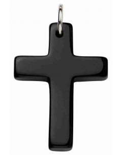 Mon-bijou - D4456 - Collier croix agate noir en argent 925/1000