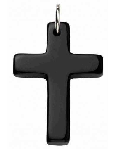 Collier croix agate noir en argent 925