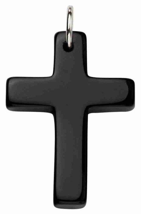 Mon-bijou - D4456 - Collier croix agate noir en argent 925/1000