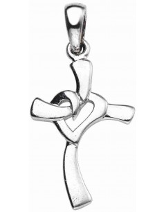 Mon-bijou - D4475 - Collier croix et cœur en argent 925/1000