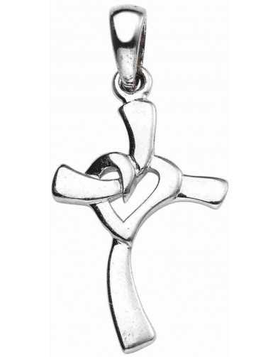 Collier croix et cœur en argent 925