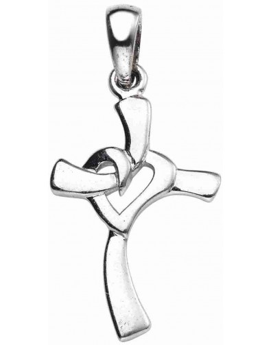 Mon-bijou - D4475 - Collier croix et cœur en argent 925/1000