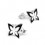 Mon-bijou - H4624 - Boucle d'oreille papillon noir et blanc en argent 925/1000