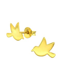 Mon-bijou - H20864 - Boucle d'oreille hirondelle doré en argent 925/1000