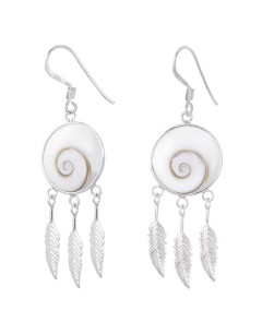 Mon-bijou - H0011 - Boucle d'oreille émaille et plumes en argent 925/1000