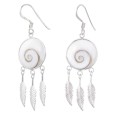 Boucle d'oreille émaille et plumes en argent 925