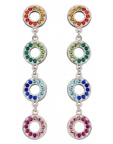 Boucle d'oreille originale aux couleurs arc en ciel en argent 925