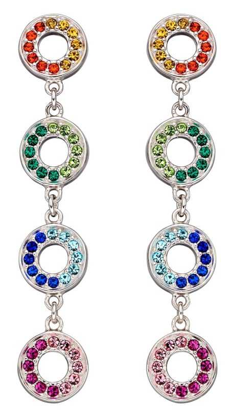 Boucle d'oreille originale aux couleurs arc en ciel en argent 925