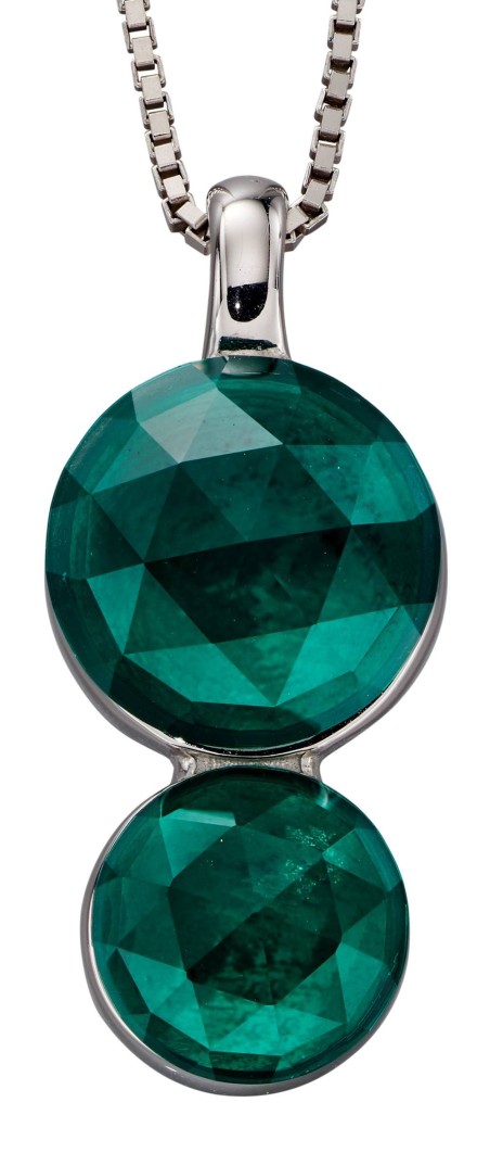Mon-bijou - D4855 - Collier tendance christal couleur émeraude en argent 925/1000