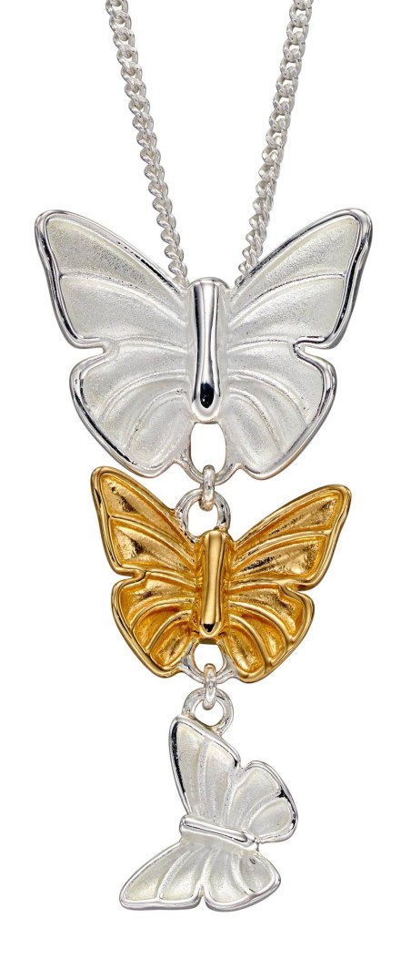 Mon-bijou - D4859 - Collier papillons plaqué or en argent 925/1000