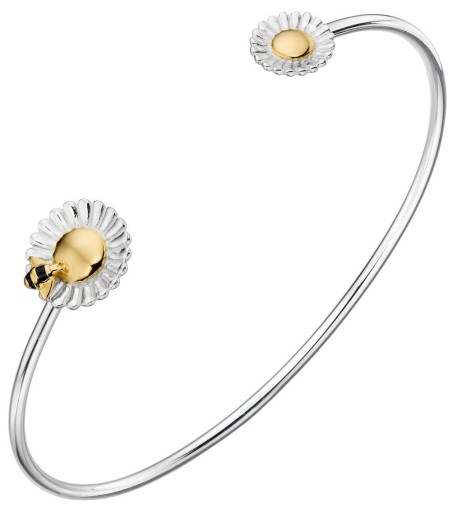 Mon-bijou - D5220 - Bracelet original fleurs et abeille plaqué or en argent 925/1000