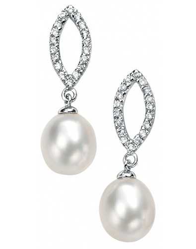 Boucle d'oreille tendance perle en argent 925