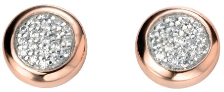 Mon-bijou - D5137 - Boucle d'oreille chic plaqué or rose en argent 925/1000