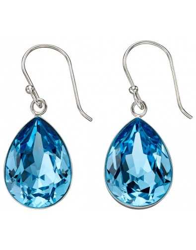 Boucle d'oreille élégante cristal bleu en argent 925