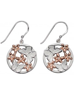 Mon-bijou - D5720 - Boucle d'oreille papillon plaqué or rose en argent 925/1000