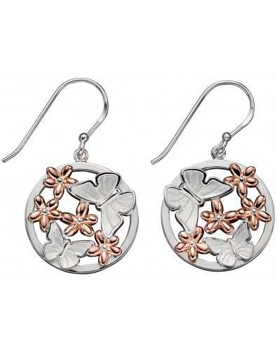 Boucle d'oreille papillon plaqué or rose en argent 925