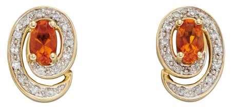 Mon-bijou - D2316 - Boucle d'oreille opal et diamant en or 375/1000