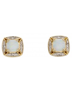 Mon-bijou - D2317 - Boucle d'oreille opal et diamant en or 375/1000