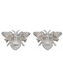 Mon-bijou - D2323 - Boucle d'oreille abeille en or blanc 375/1000